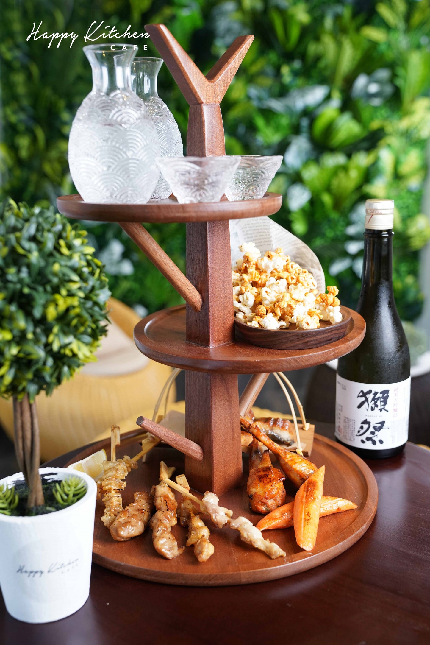【Happy Hour 又食又拎】日式園林 爐端燒二人套餐 配獺祭四割五分 純米大吟釀+韓燒爐 (12+1三層套餐六)